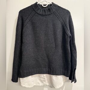 Brochu Walker Charcoal Sweater with White Hem